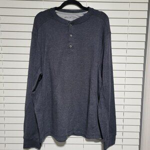 NWT Eddie Bauer Men's Gray Sweater Shirt, 3- Button, Long Sleeve, 2XL